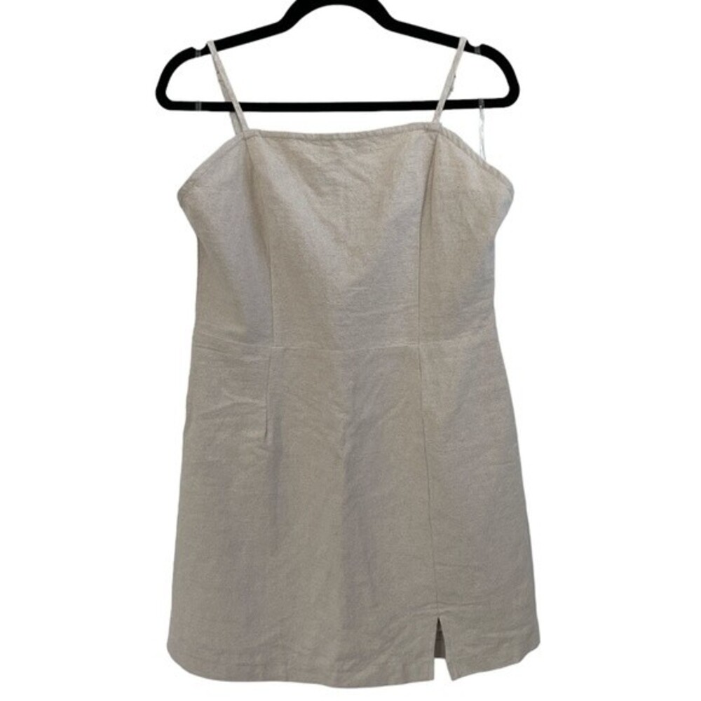 NWT Entro 100% Linen Dress Fully Lined Size Large‎ Spaghetti Straps Neutral